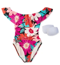 La Blanca In Full Bloom Off The Shoulder Ruffle Swimsuit LB2CJ11 -Pour Moi Bikinis Shop la blanca labl01 lb2cj11 cs6