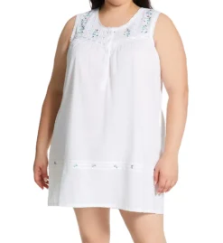 La Cera 100% Cotton Woven White Embroidered Short Gown 1163C -Pour Moi Bikinis Shop la cera lace01 1163c cs6
