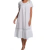 La Cera 100% Cotton Woven Short Sleeve Gown With Pockets 1282G
