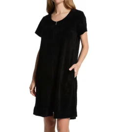 Miss Elaine Micro Terry Short Sleeve Zip Front Short Robe 834003