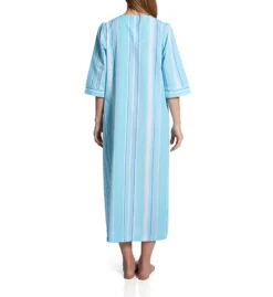 Miss Elaine Seersucker 3/4 Sleeve Long Zip Robe 862602 -Pour Moi Bikinis Shop miss elaine miss01 862602 bs