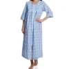 Miss Elaine Seersucker 3/4 Sleeve Long Zip Robe 862602 -Pour Moi Bikinis Shop miss elaine miss01 862602 gs