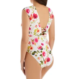 Nanette Lepore Silk Blossoms-White Priya One Piece Swimsuit L011026N -Pour Moi Bikinis Shop nanette lepore nan01 l011026n bs
