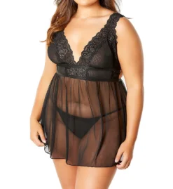 Oh La La Cheri Nora Mesh And Lace Empire Babydoll With Thong 7510789 -Pour Moi Bikinis Shop oh la la cheri ohla01 7510789 cs1