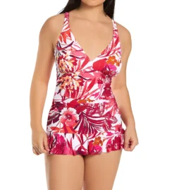 Profile By Gottex Escape In Bali V Neck One Piece Swim Dress B2D05 -Pour Moi Bikinis Shop profile by gottex prof01 b2d05 fs