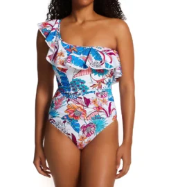 Profile By Gottex Bohemian Gypsy One Shoulder Ruffle 1 Pc Swimsuit BG2061