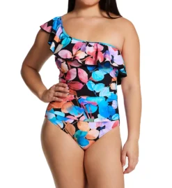 Profile By Gottex Color Rush One Shoulder Ruffle One Piece Swimsuit CR2061