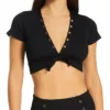 Robin Piccone Amy Raglan Tie Front Swim Top 220809