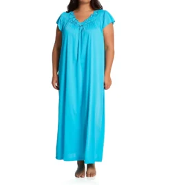 Shadowline Rosebud Nylon Tricot Short Sleeve 53 Inch Gown 32222 -Pour Moi Bikinis Shop shadowline shdw01 32222 cs6