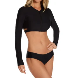 Swim Systems Black Rebel Crop Swim Top T562B -Pour Moi Bikinis Shop swim systems swim01 t562b cs1