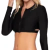 Swim Systems Black Rebel Crop Swim Top T562B -Pour Moi Bikinis Shop swim systems swim01 t562b gs
