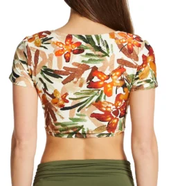 Vince Camuto Seychelles Floral Cropped Short Sleeve Swim Top V01725 -Pour Moi Bikinis Shop vince camuto vc01 v01725 bs