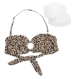 Vince Camuto Tanzania Cheetah Logo Ring Bandeau Bikini Swim Top V04678 -Pour Moi Bikinis Shop vince camuto vc01 v04678 cs6