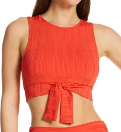 Vince Camuto Ripple Effect Ribbed Tie Crop Bikini Swim Top V69691