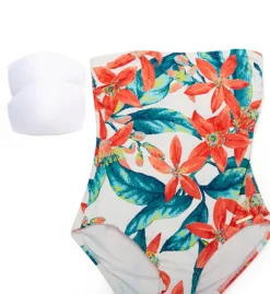 Vince Camuto Wild Oleander Belted Bandeau One Piece Swimsuit V83679 -Pour Moi Bikinis Shop vince camuto vc01 v83679 cs6